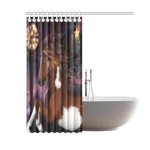 Awesome steampunk horse with clocks gears Shower Curtain 60"x72"