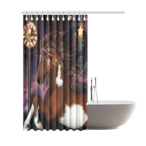 Awesome steampunk horse with clocks gears Shower Curtain 72"x84"