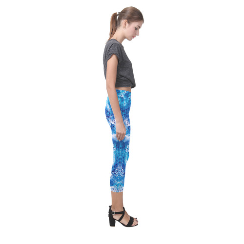 Leggings Nautical Leggings Ocean Beach Blue Net Print Capri Legging (Model L02)