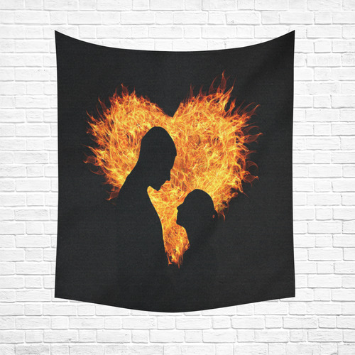 Sunset Silhouette Couple Cotton Linen Wall Tapestry 51"x 60"