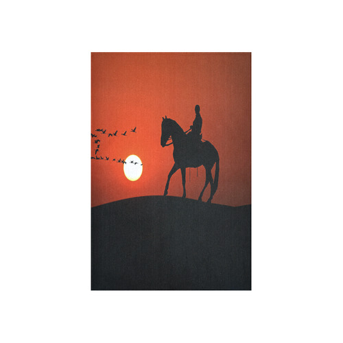 Sunset Silhouette Horse Ride Cotton Linen Wall Tapestry 40"x 60"