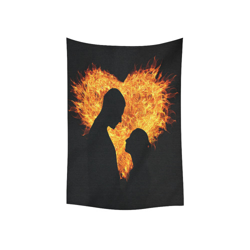 Sunset Silhouette Couple Cotton Linen Wall Tapestry 40"x 60"