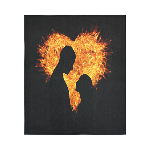 Sunset Silhouette Couple Cotton Linen Wall Tapestry 51"x 60"
