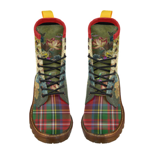 Old Masters Twist Tartan High Grade PU Leather Martin Boots For Women Model 402H
