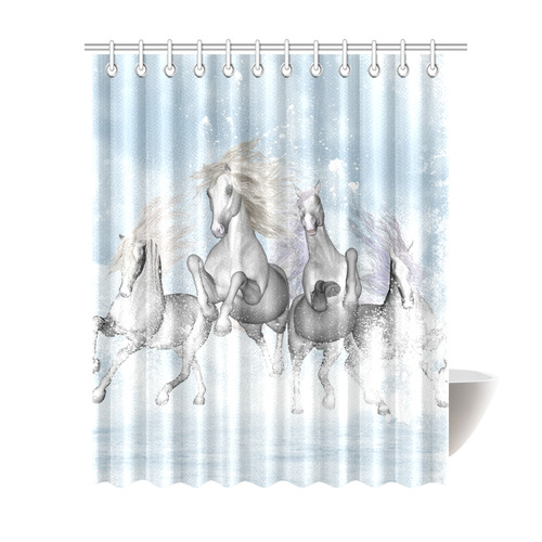 Awesome white wild horses Shower Curtain 69"x84"