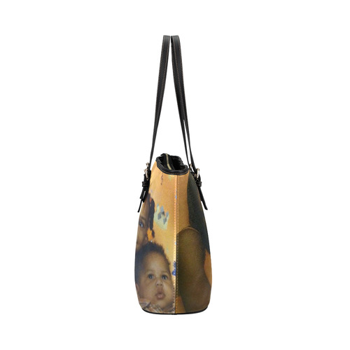 WE ARE FAMILY LEATHER TOTE BAG Leather Tote Bag/Small (Model 1651)