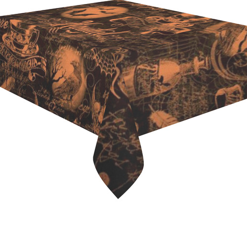 Black & Orange Haunted Halloween Cotton Linen Tablecloth 52"x 70"