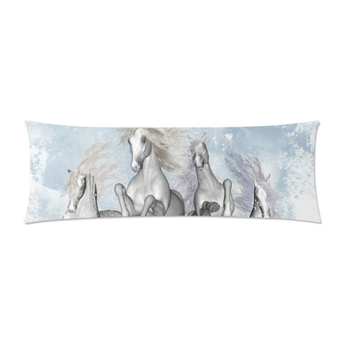 Awesome white wild horses Custom Zippered Pillow Case 21"x60"(Two Sides)