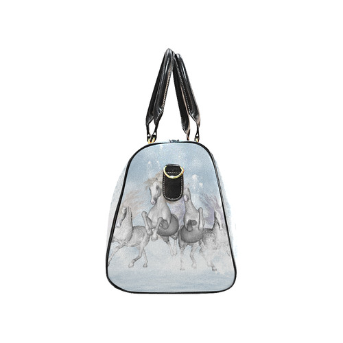 Awesome white wild horses New Waterproof Travel Bag/Small (Model 1639)