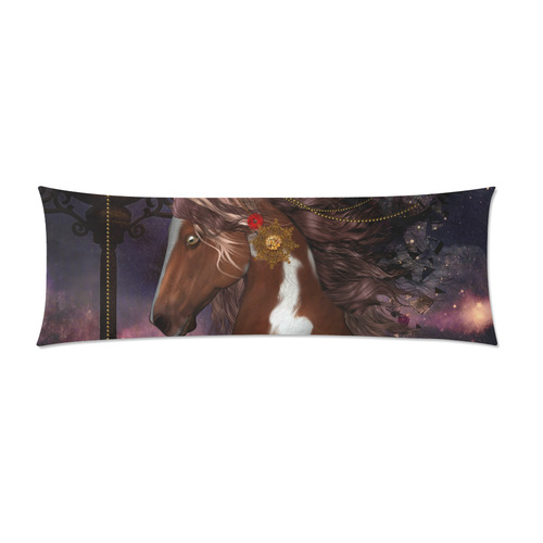 Awesome steampunk horse with clocks gears Custom Zippered Pillow Case 21"x60"(Two Sides)