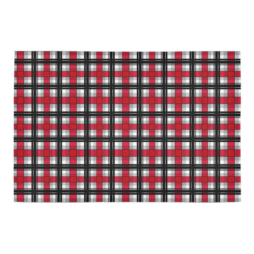 Plaid tartan red black Azalea Doormat 24" x 16" (Sponge Material)