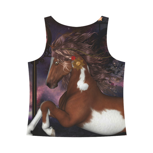 Awesome steampunk horse with clocks gears All Over Print Tank Top for Women (Model T43)