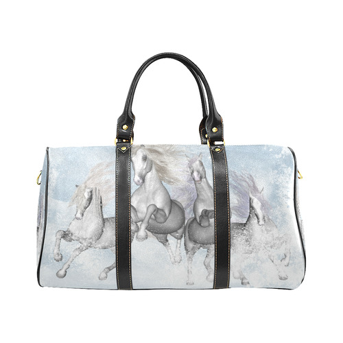 Awesome white wild horses New Waterproof Travel Bag/Small (Model 1639)