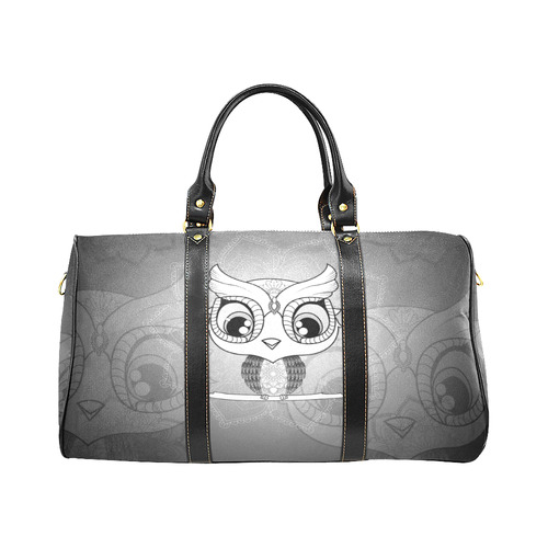 Cute owl, mandala design black and white New Waterproof Travel Bag/Large (Model 1639)