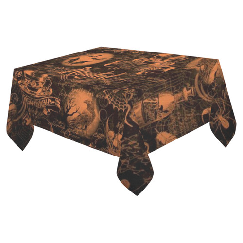 Black & Orange Haunted Halloween Cotton Linen Tablecloth 52"x 70"