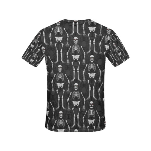 Black & White Skeletons All Over Print T-Shirt for Women (USA Size) (Model T40)