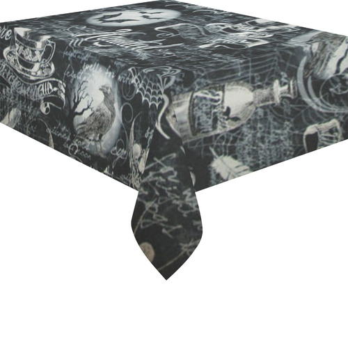 Black & White Haunted Halloween Cotton Linen Tablecloth 52"x 70"