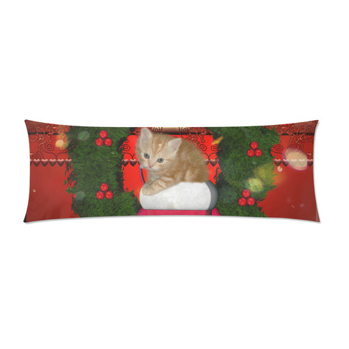 Christmas, funny kitten with gifts Custom Zippered Pillow Case 21"x60"(Two Sides)