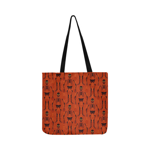 Reversible Black & Orange Skeletons Reusable Shopping Bag Model 1660 (Two sides)