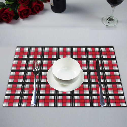 Plaid tartan red black Placemat 14’’ x 19’’ (Set of 2)