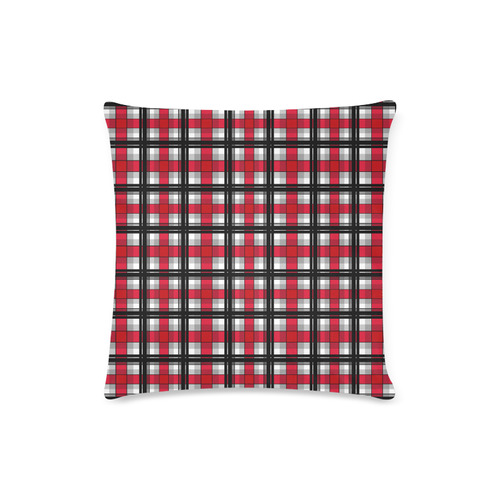 Plaid tartan red black Custom Zippered Pillow Case 16"x16"(Twin Sides)