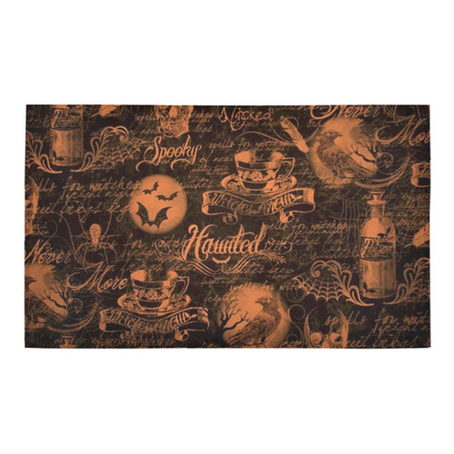 Black & Orange Haunted Halloween Azalea Doormat 30" x 18" (Sponge Material)