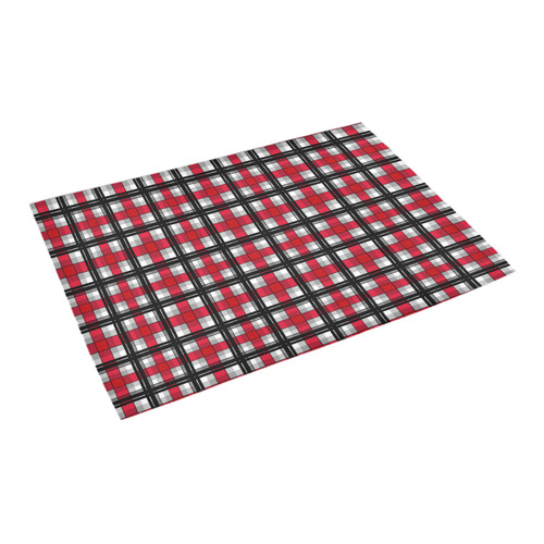 Plaid tartan red black Azalea Doormat 24" x 16" (Sponge Material)