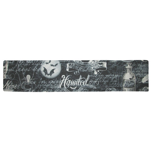 Black & White Haunted Halloween 2 Table Runner 16x72 inch