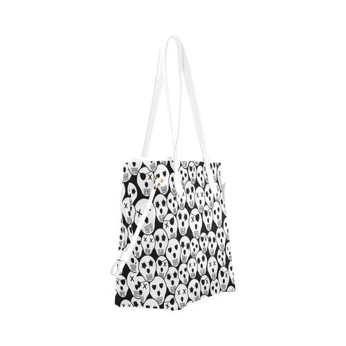 Silly Skull Halloween Design Clover Canvas Tote Bag (Model 1661)