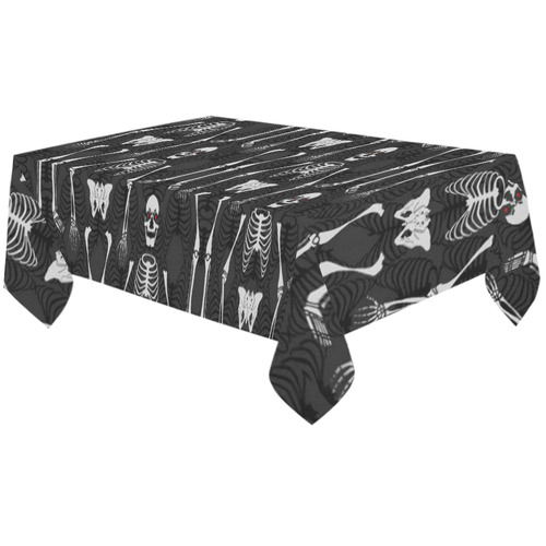Black & White Skeletons Cotton Linen Tablecloth 60"x120"