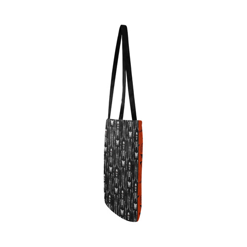 Reversible Black & Orange Skeletons Reusable Shopping Bag Model 1660 (Two sides)