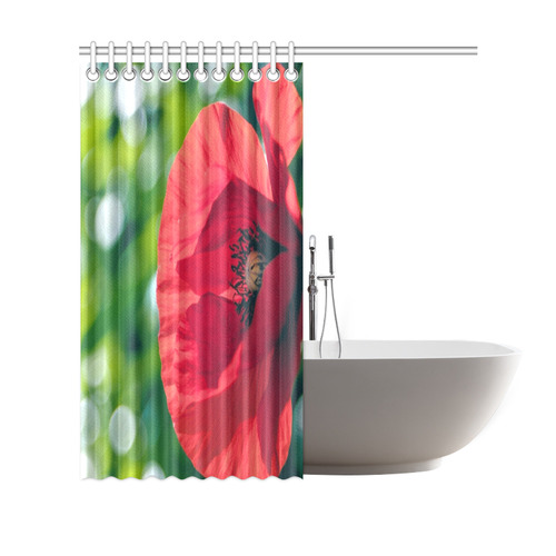 Red Poppy Flower Floral Art Shower Curtain 69"x70"
