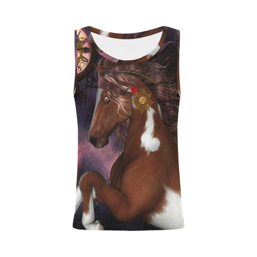 Awesome steampunk horse with clocks gears All Over Print Tank Top for Women (Model T43)