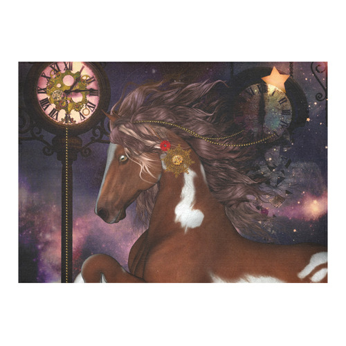 Awesome steampunk horse with clocks gears Cotton Linen Tablecloth 60"x 84"