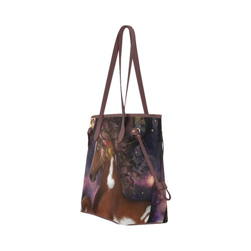 Awesome steampunk horse with clocks gears Clover Canvas Tote Bag (Model 1661)