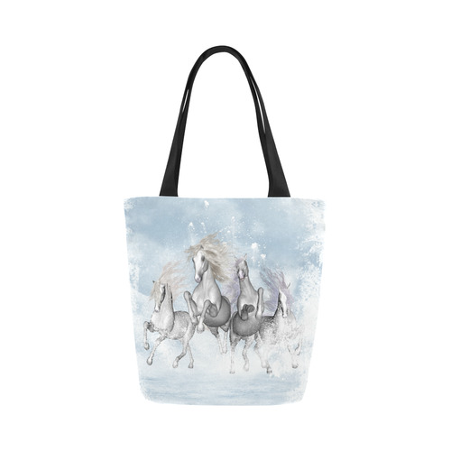 Awesome white wild horses Canvas Tote Bag (Model 1657)