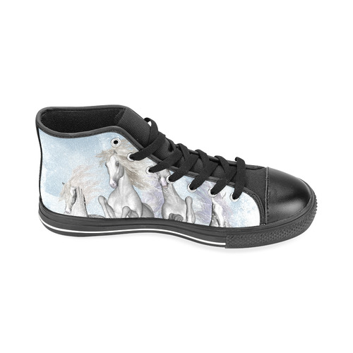 Awesome white wild horses Men’s Classic High Top Canvas Shoes /Large Size (Model 017)