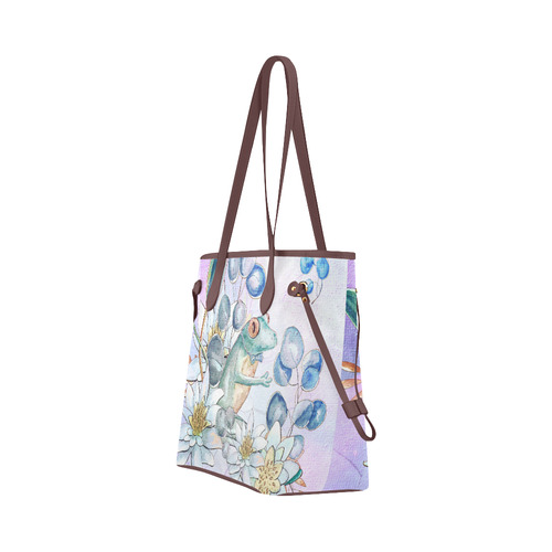 The frog with  waterlily Clover Canvas Tote Bag (Model 1661)