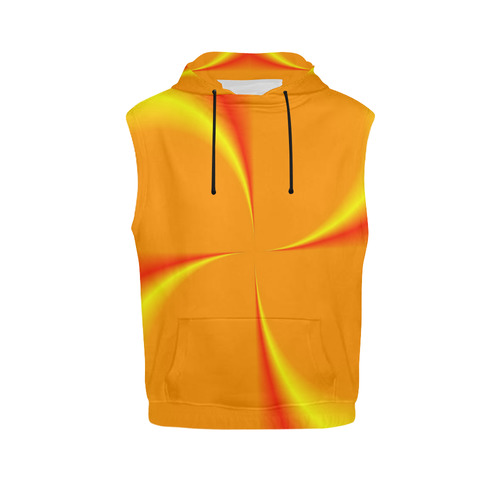 Quilts Orange All Over Print Sleeveless Hoodie for Men (Model H15)