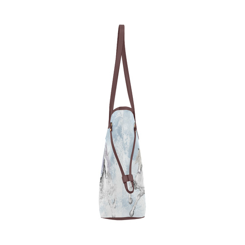 Awesome white wild horses Clover Canvas Tote Bag (Model 1661)