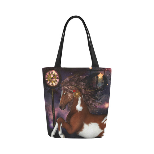 Awesome steampunk horse with clocks gears Canvas Tote Bag (Model 1657)
