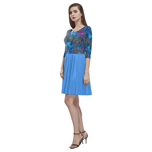 Sea Fans and Rainbow Coral Fractal Abstract Tethys Half-Sleeve Skater Dress(Model D20)