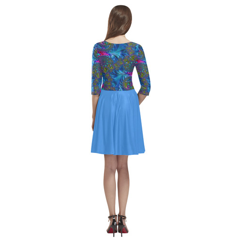 Sea Fans and Rainbow Coral Fractal Abstract Tethys Half-Sleeve Skater Dress(Model D20)