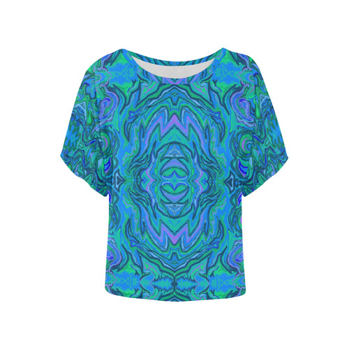 water art pattern Women's Batwing-Sleeved Blouse T shirt (Model T44)