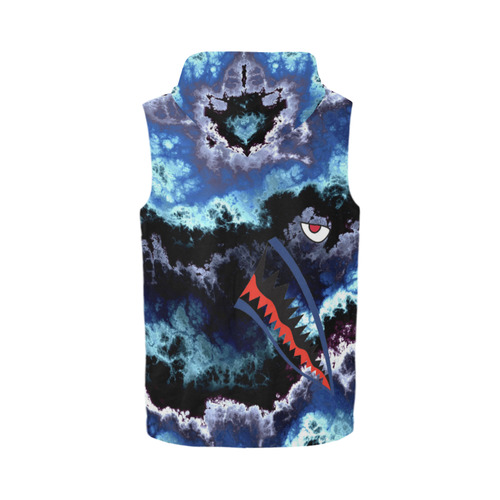 Shark Teeth blue shining clouds marble All Over Print Sleeveless Zip Up Hoodie for Men (Model H16)