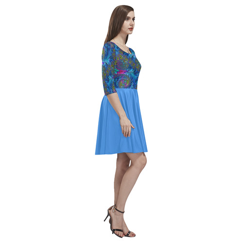 Sea Fans and Rainbow Coral Fractal Abstract Tethys Half-Sleeve Skater Dress(Model D20)