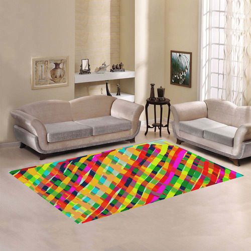 Red Blue Green Orange Happy Abstract Art Area Rug7'x5'
