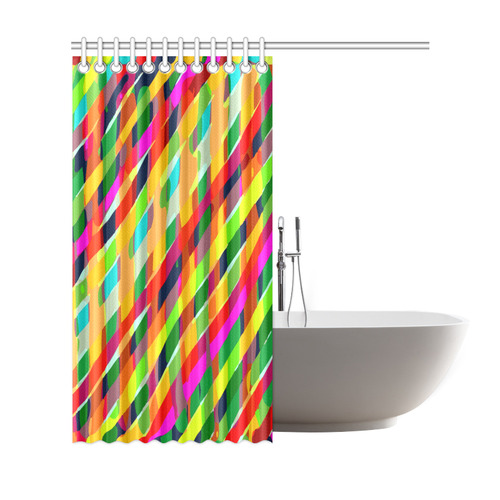 Red Blue Green Orange Happy Abstract Art Shower Curtain 69"x72"