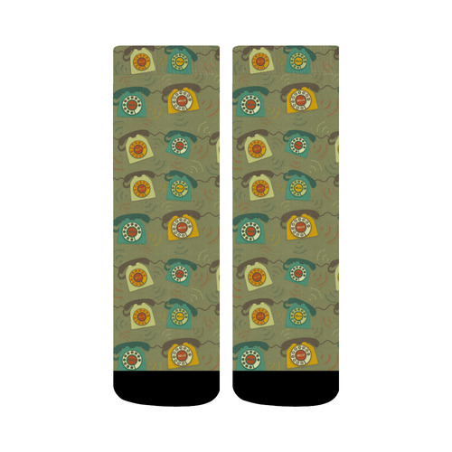 On the Line - Retro Telephone Pattern Crew Socks