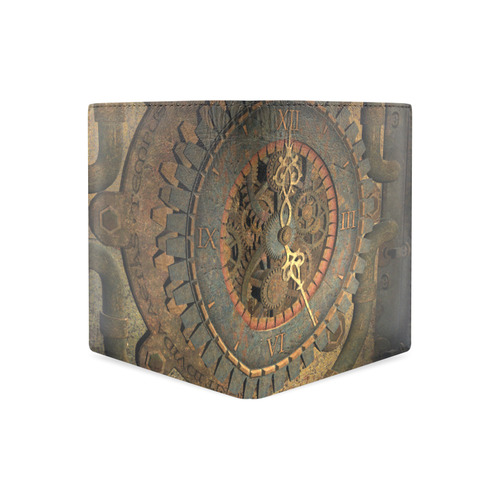 Steampunk, clockwork Men's Leather Wallet (Model 1612)